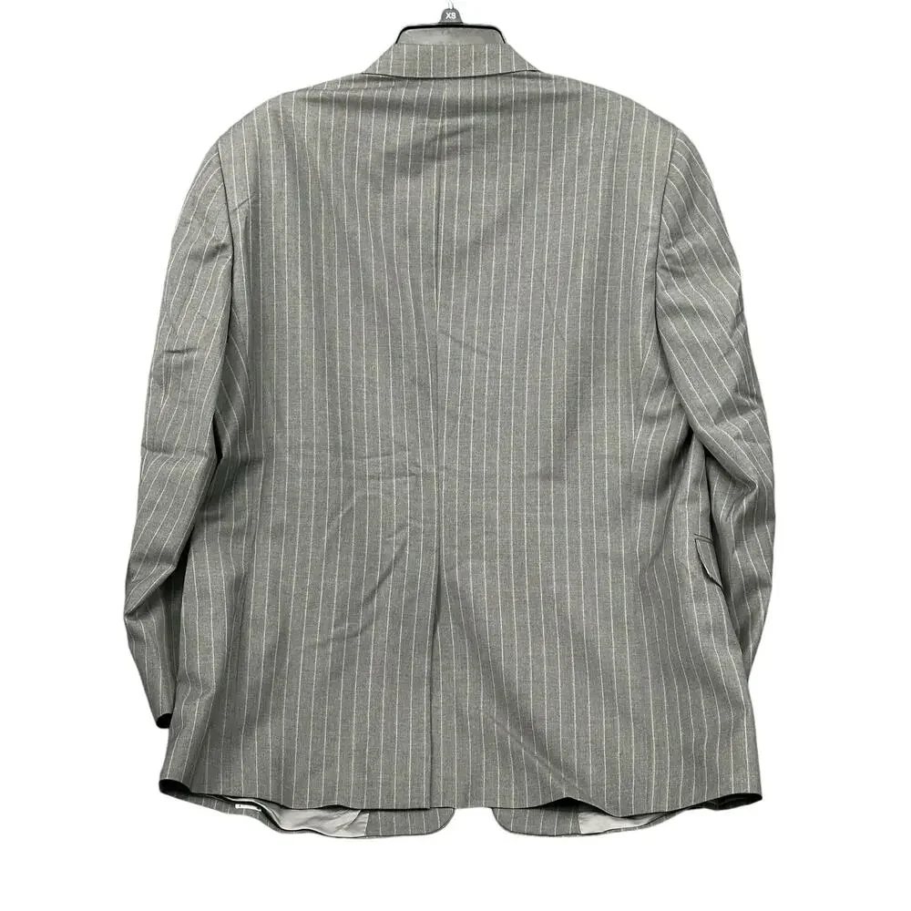 Hart Schaffner‎ Marx Suit Jacket Mens 44R Gray Pinstripe Gold Trumpeter Wool USA